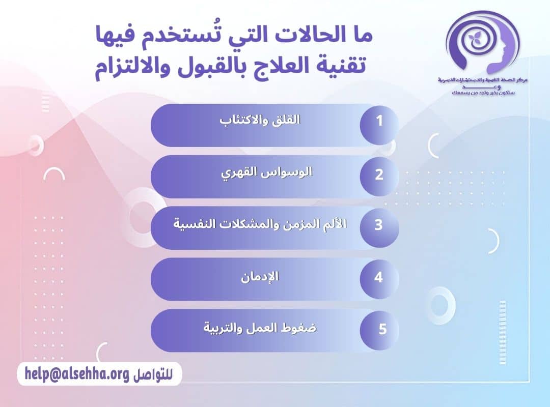 ما الحالات التي تُستخدم فيها تقنية العلاج بالقبول والالتزام